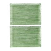 Glass Dinnerware 8.5" x 5.75" Rectangular Green Glass Plate (Set of 2)